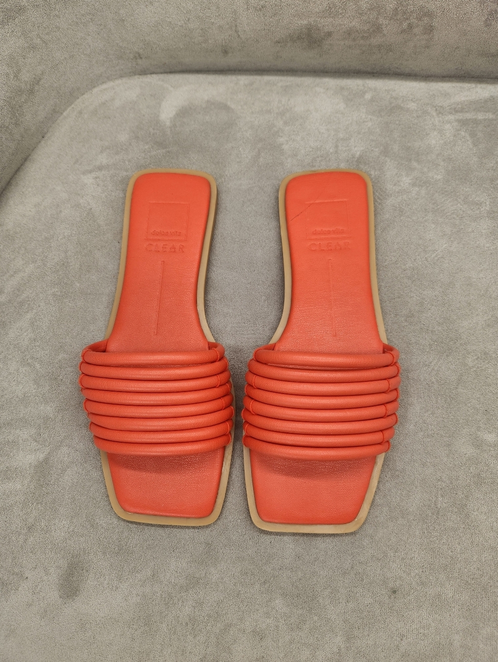 Dolce Vita Clear Slide Sandals 7.5 Orange Tubular Vegan Leather Onyx New $80